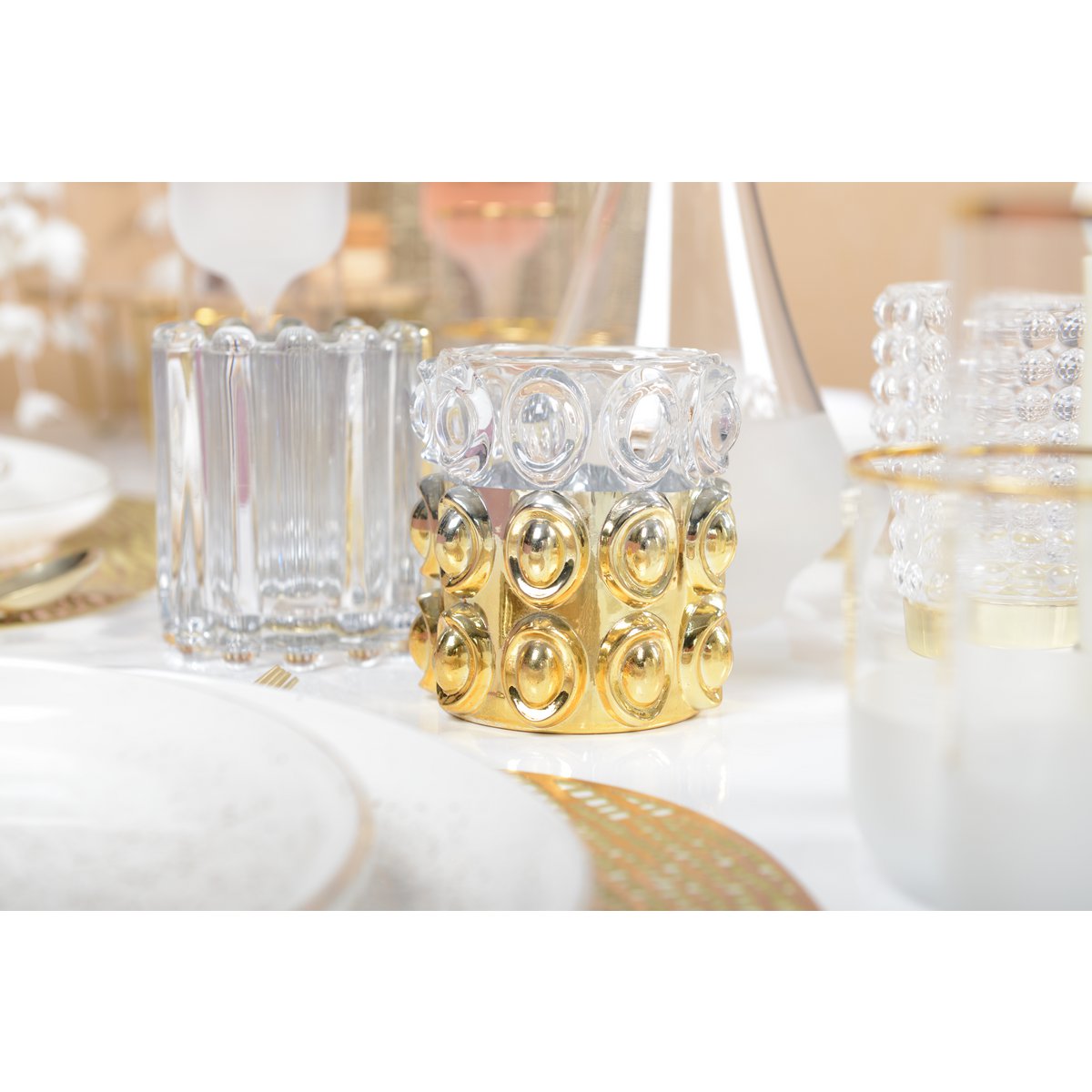 HALF GOUDEN KAARSHOUDER