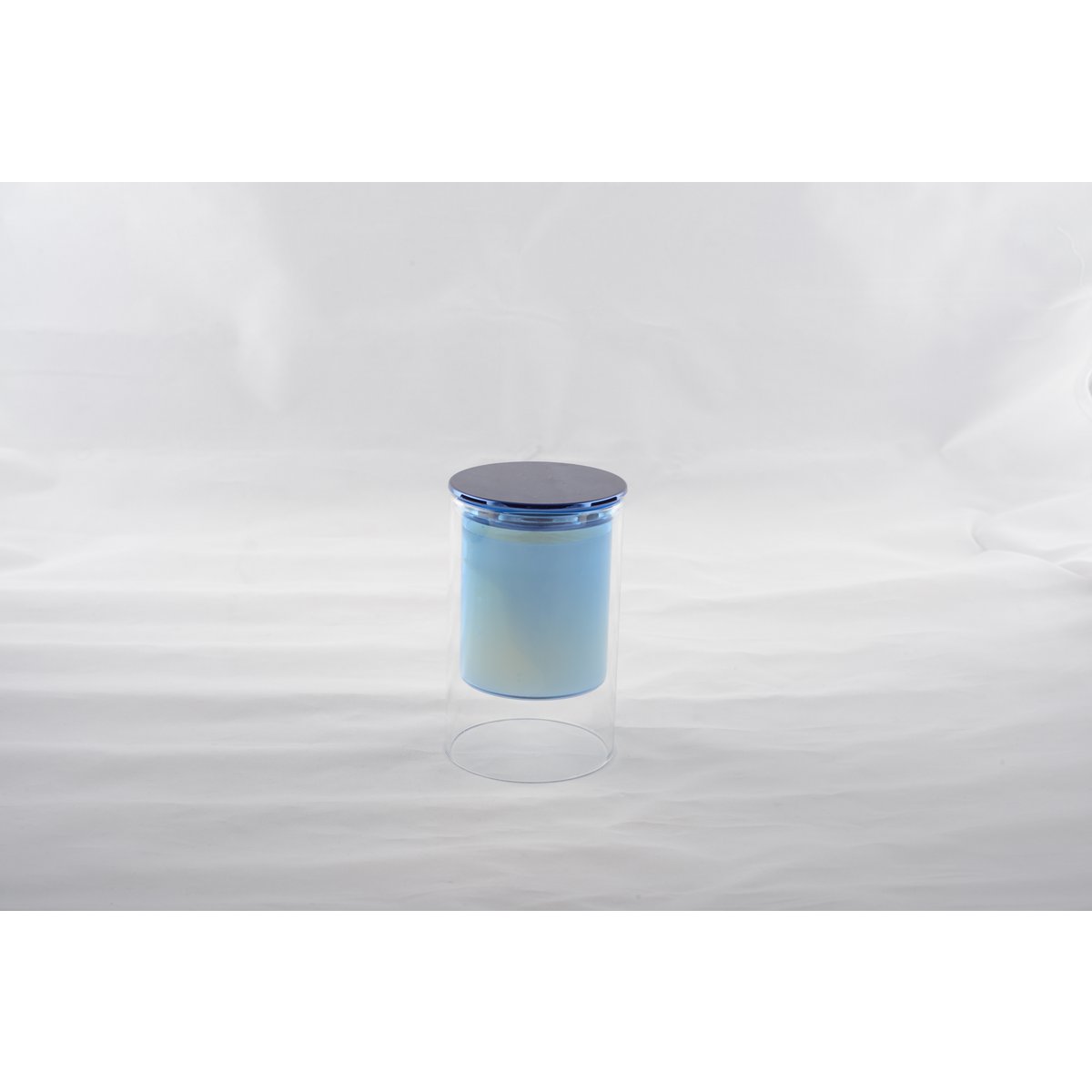Blauw kaars parfum houten hout 7x11.3 cm