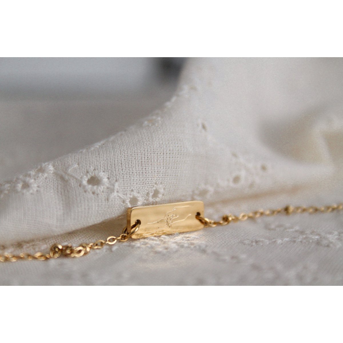 Armband Mama en Kind & Rozenkwarts - Goud