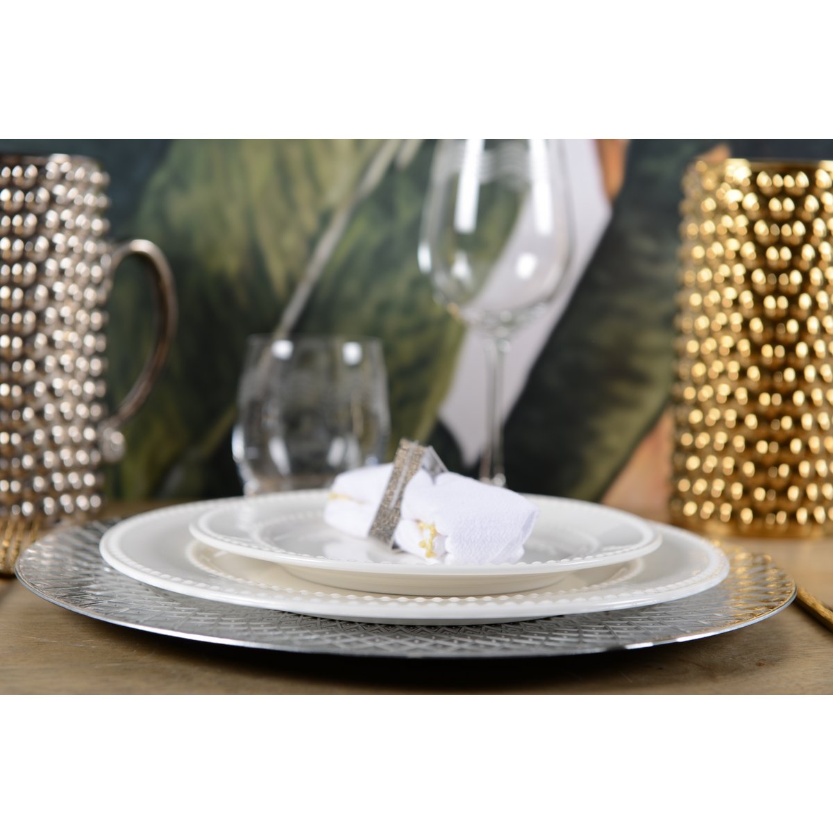 Triangle Martele Silver handdoekringen - set van 4