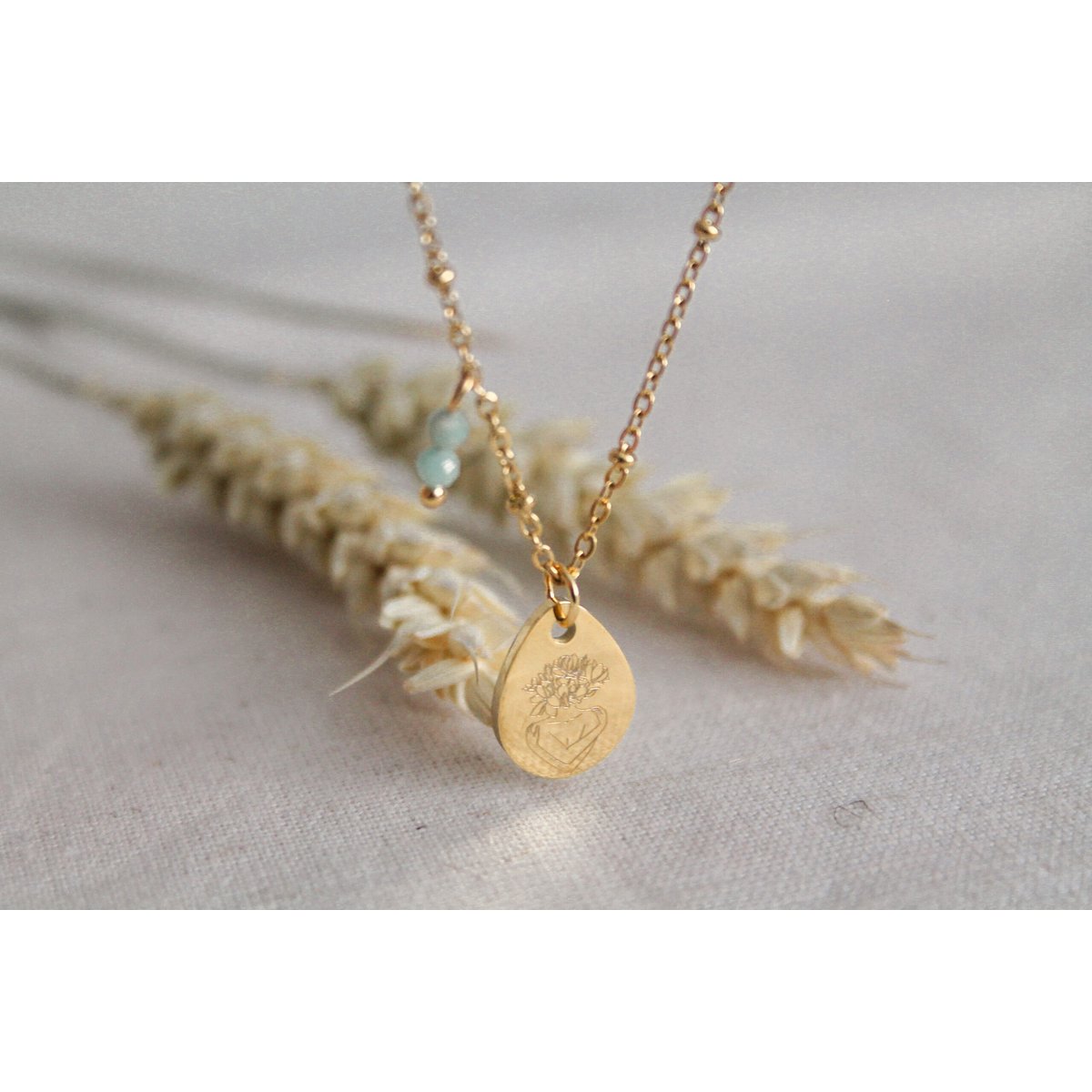 Ketting Loving Yourself & Amazoniet - Goud
