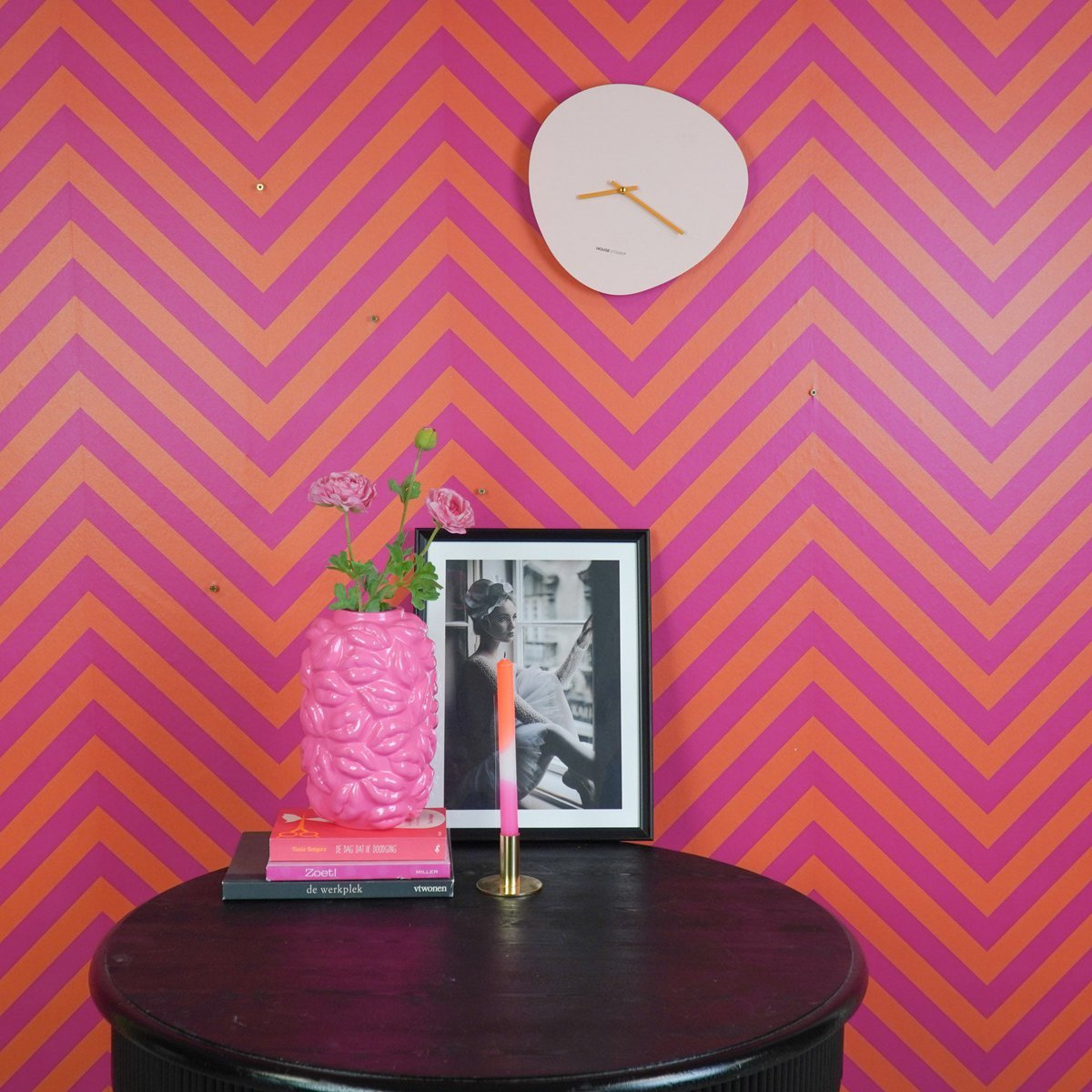 Organische Wandklok roze - 30 cm