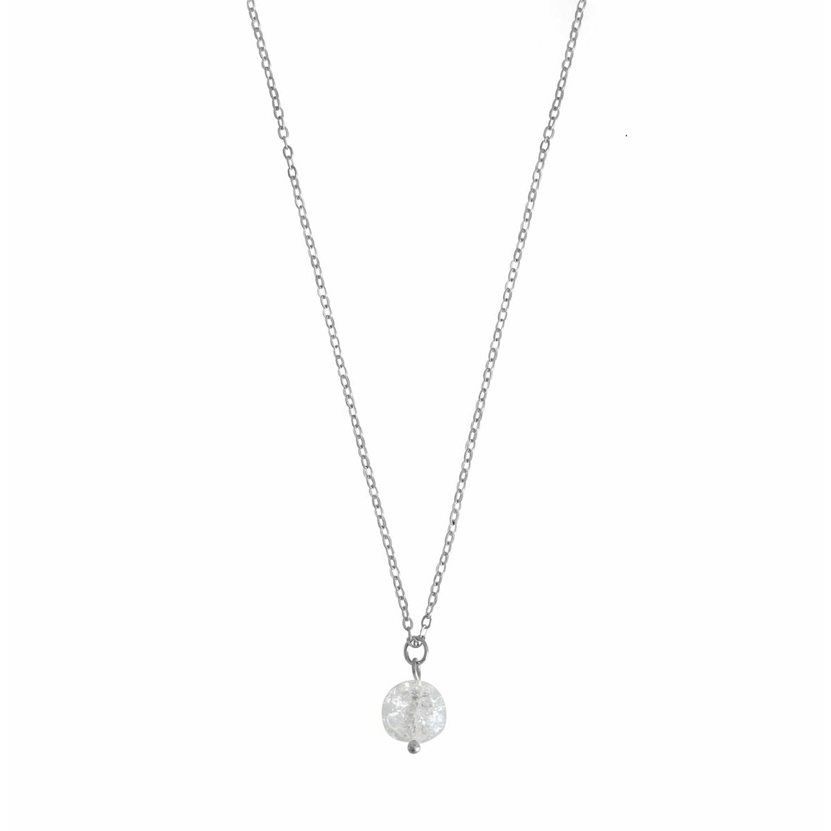 Cracked Bergkristal Ketting - Zilver