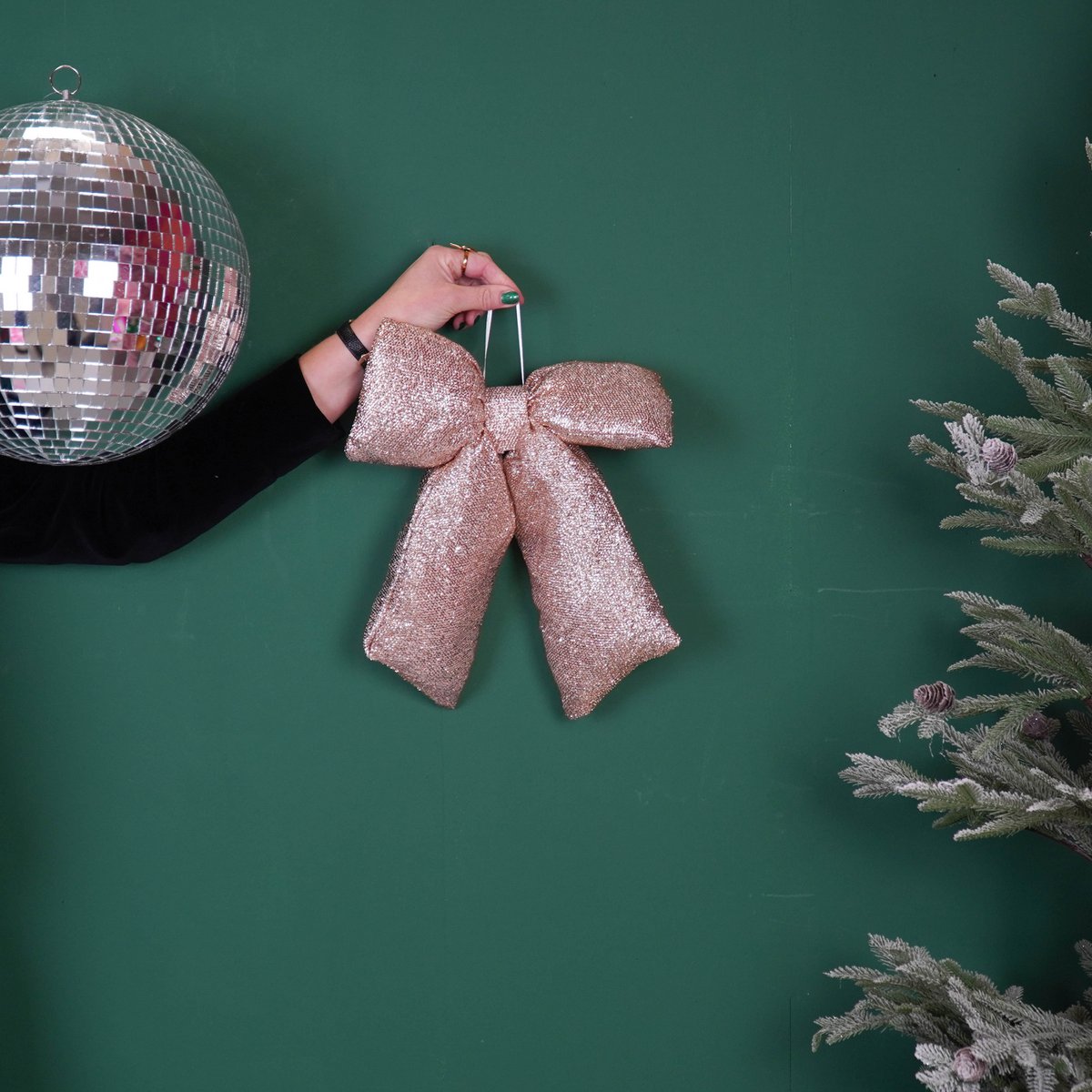 Kerstdecoratie - Strik - Goud - Glitterstof - 32x40cm