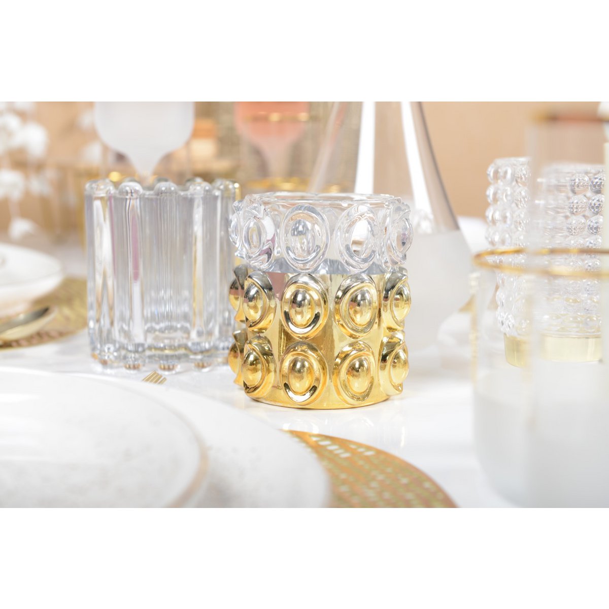 HALF GOUDEN KAARSHOUDER