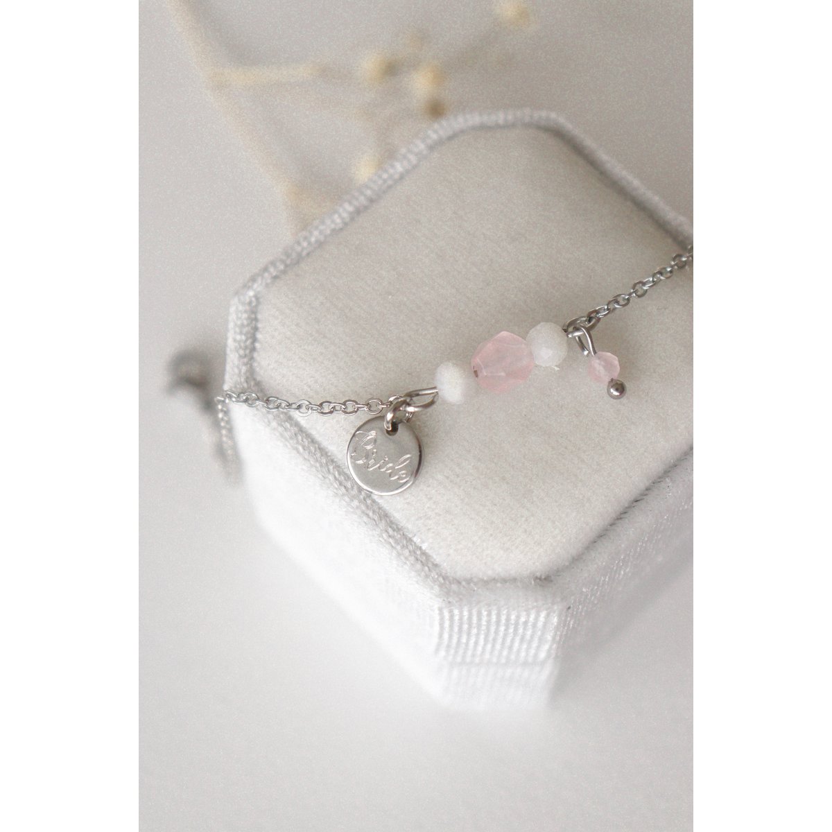 Bruids Armband Rozenkwarts & Maansteen - Zilver