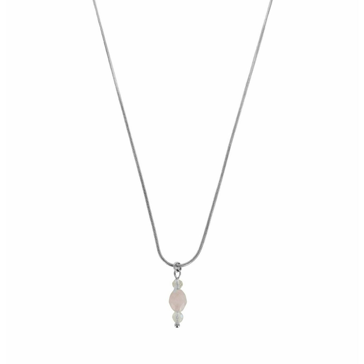 Maansteen & Rozenkwarts Collier - Zilver
