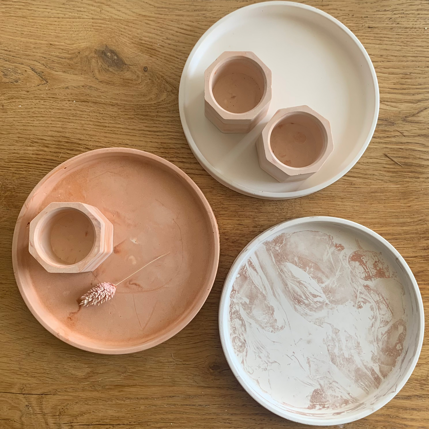 Bordje rond - wit/ brons