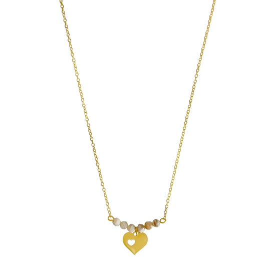 Ketting Hartje & Zebra Veldspaat - Goud