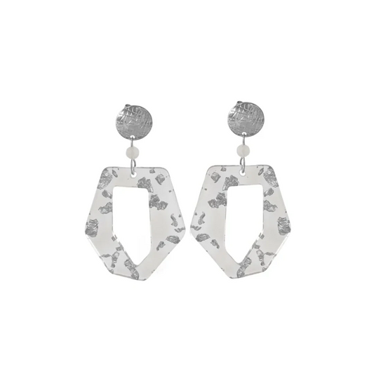 Maansteen Abstract Oorhangers - Zilver