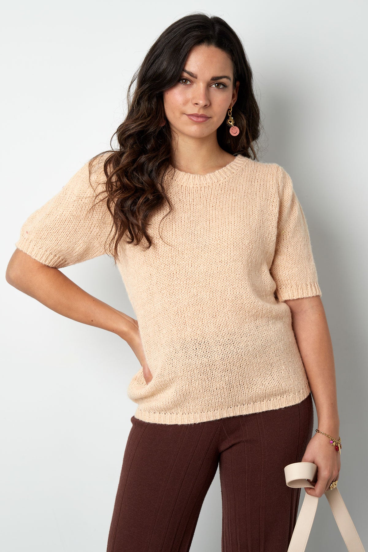 Korte Mouw Top Gebreid Achterknoop - Meerdere kleuren