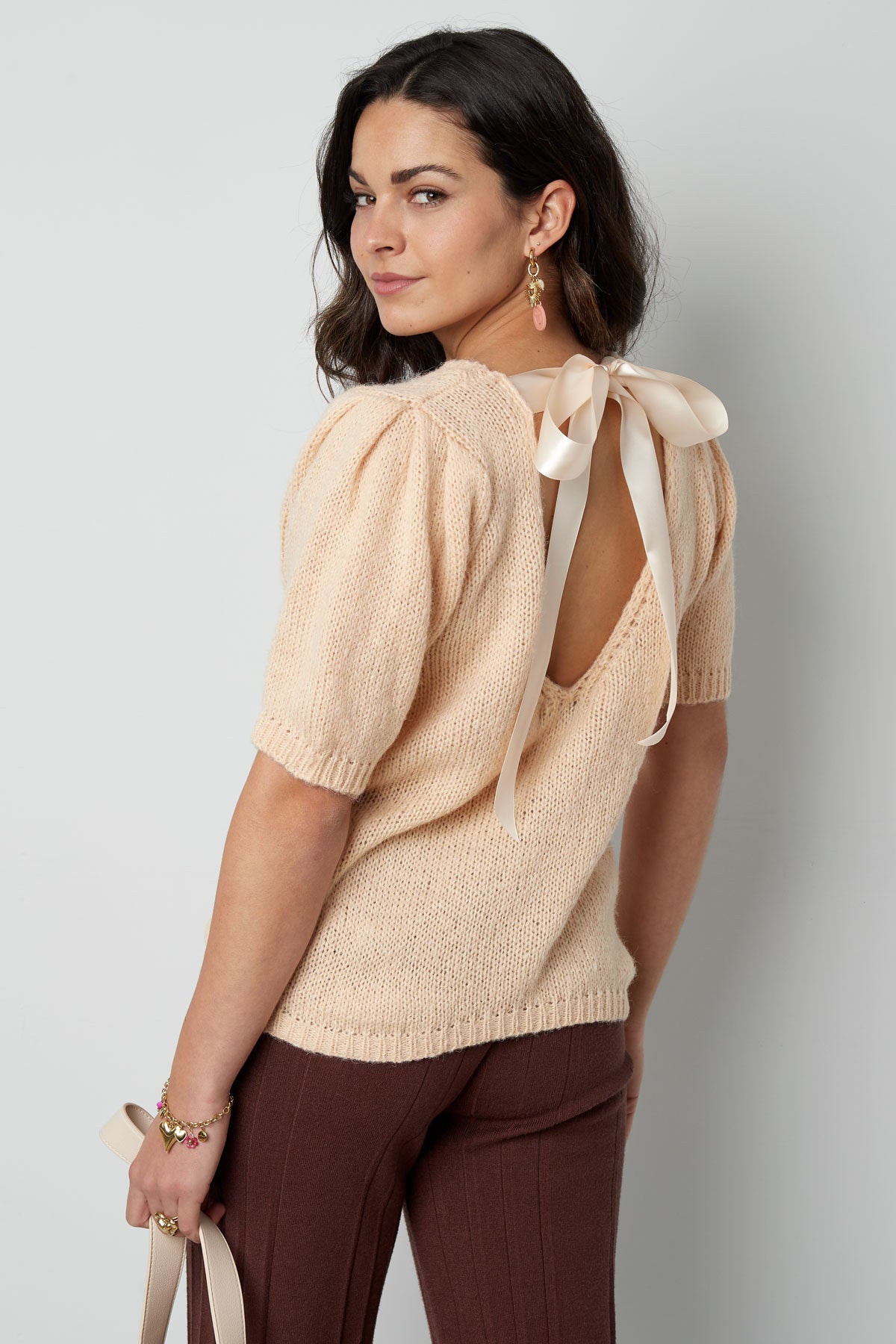 Korte Mouw Top Gebreid Achterknoop - Meerdere kleuren