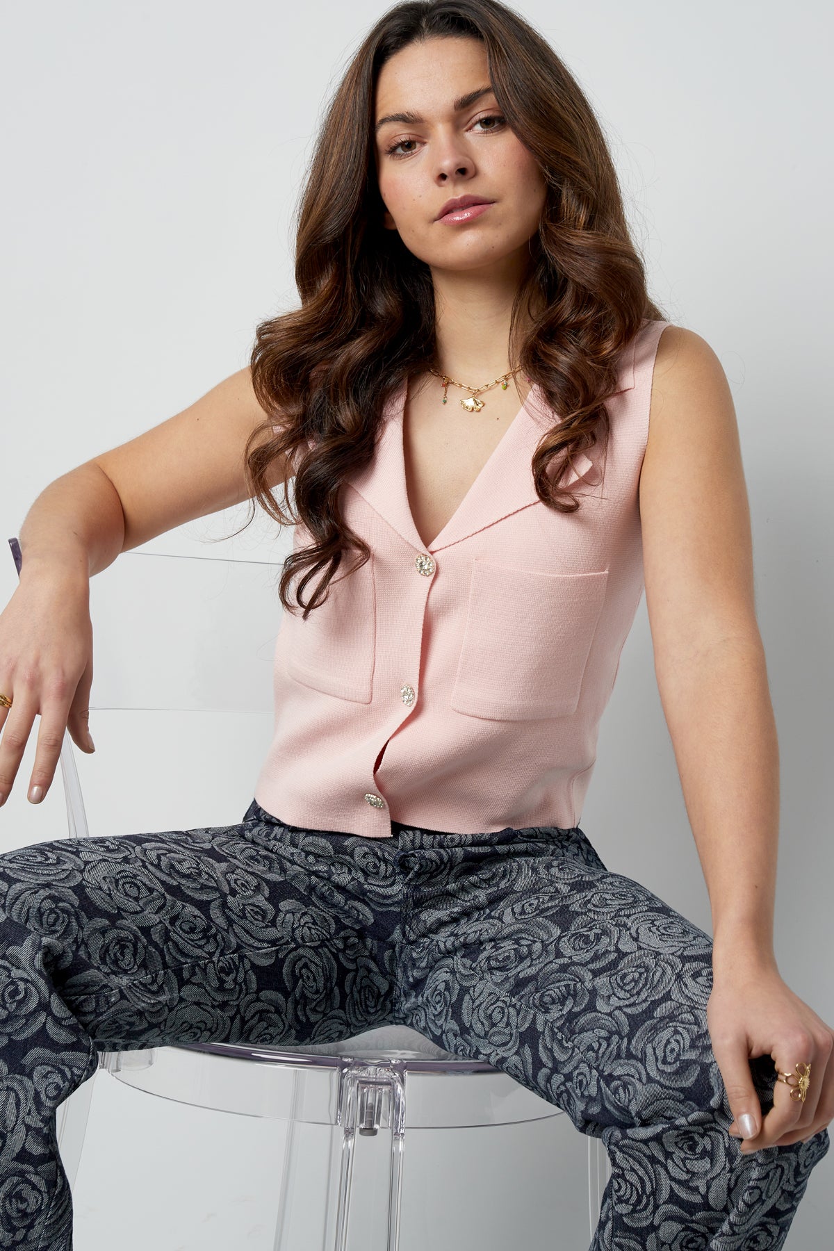 Mmouwloze top V-hals knoopvoorkant - Meerdere kleuren