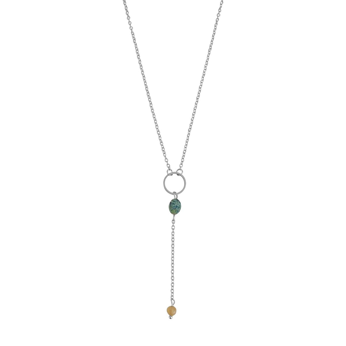 Afrikaanse Turkoois & Citrien Ketting - Zilver