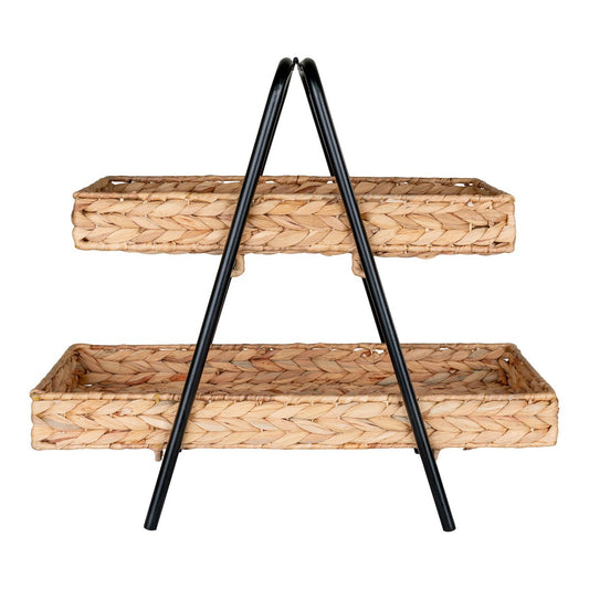 Alfaro Dienblad - Naturel/zwart, waterhyacint, metaal, 42x23x43,5cm