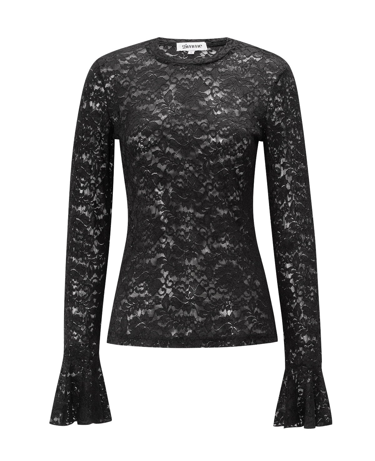 Geweven Polyester Lange Mouwen Tops Elegante Kanten Panel