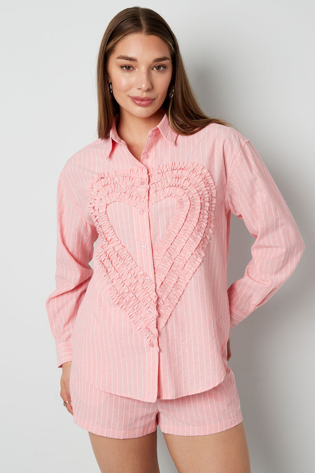 Overhemd Casual Stripes Hart Ruffle Detail - Meerdere kleuren