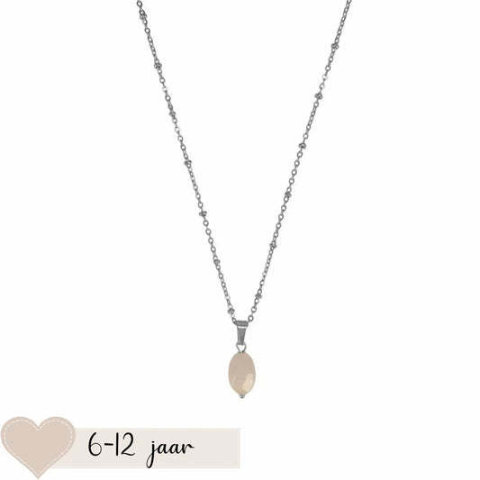 Kinderketting Rozenkwarts - Zilver