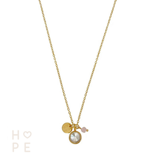 Hoop & Rozenkwarts Ketting - Goud