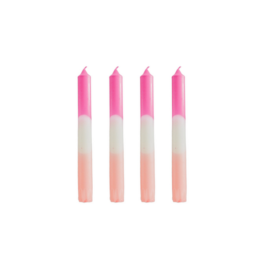 Kaarsen - roze/wit/roze - (set van 4)