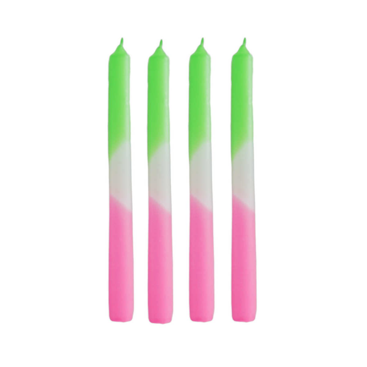 Kaarsen - groen/wit/roze (set van 4)
