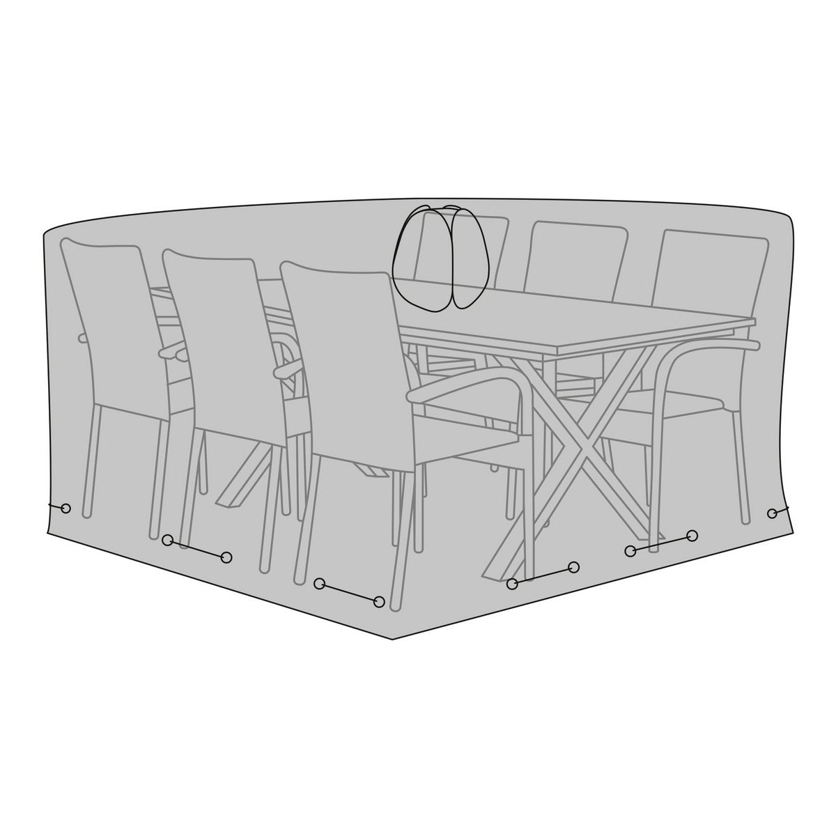 Luxury Cover - Luxe hoes voor tafel met 6 stoelen, 210g/m2 600D polyester PU gecoat, waterafstotend, zwart