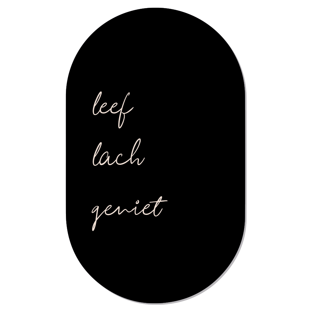 Muurovaal leef lach geniet zwart