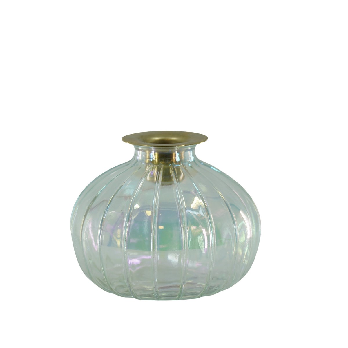 Kandelaar- Fles - Glas/Metaal-Regenboog/Goud