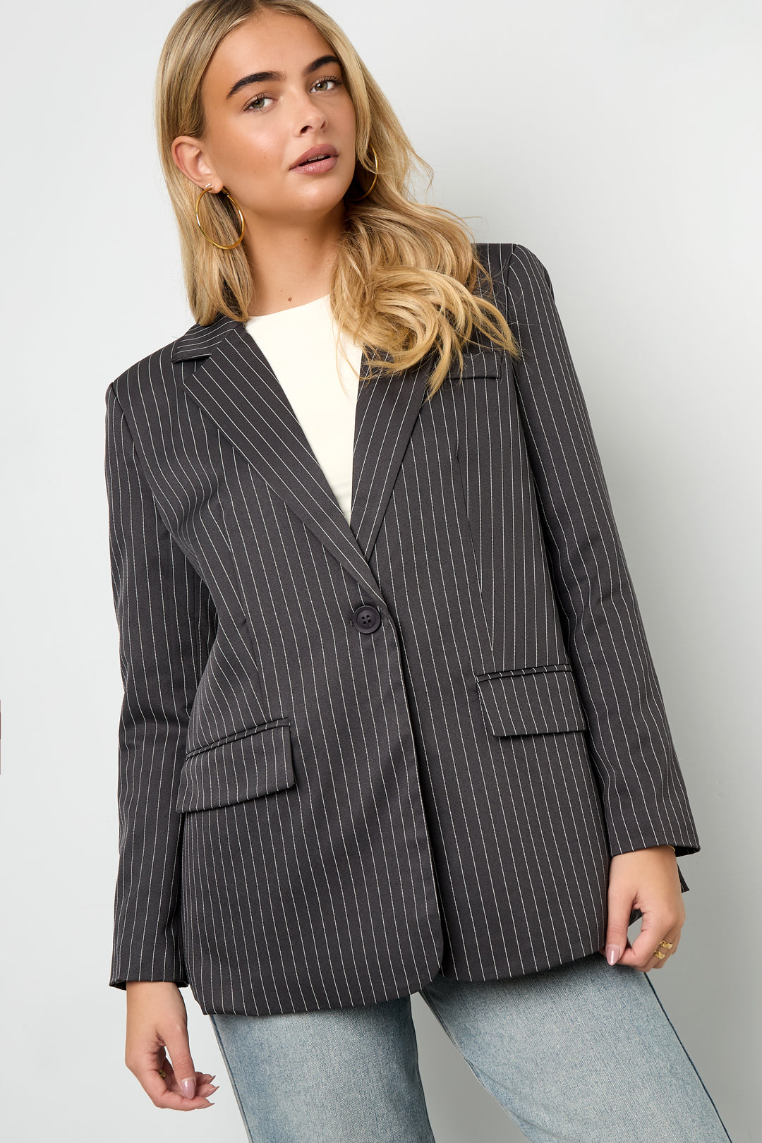 Woven Polyester Fiber Vrouwen Suit Set Elegant Stripes Fall/Winter
