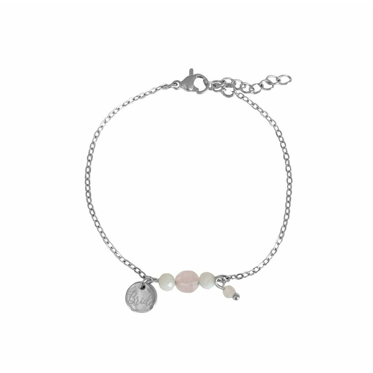 Bruids Armband Rozenkwarts & Maansteen - Zilver
