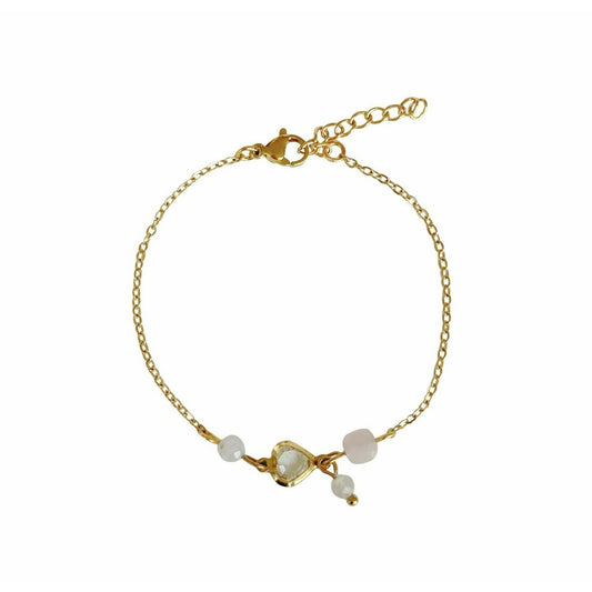 Kristal Hart, Maansteen & Rozenkwarts Armband - Goud