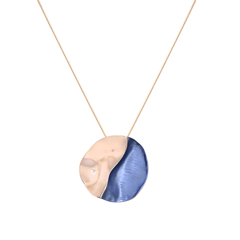 Ronde email hanger ketting - blauw