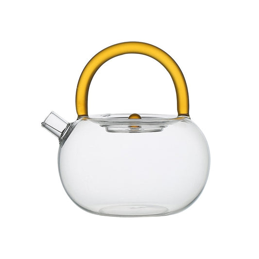 Theepot glas met gele handvat 800 ml