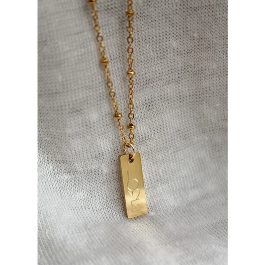 Ketting LOVE Gravure Plaatje - Goud