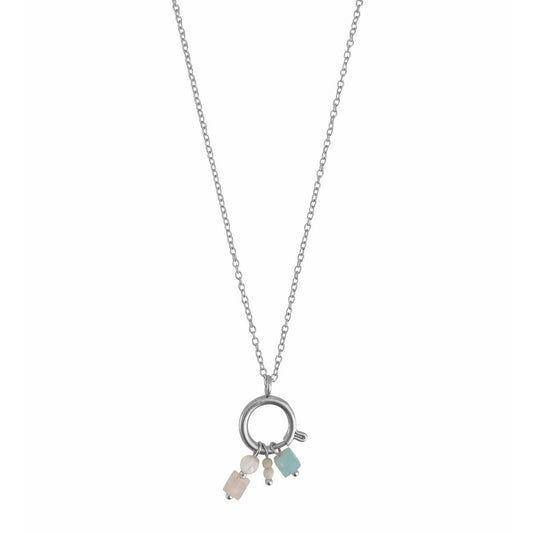 Slot Ketting 14 mm & Edelsteen Hangertjes - Zilver
