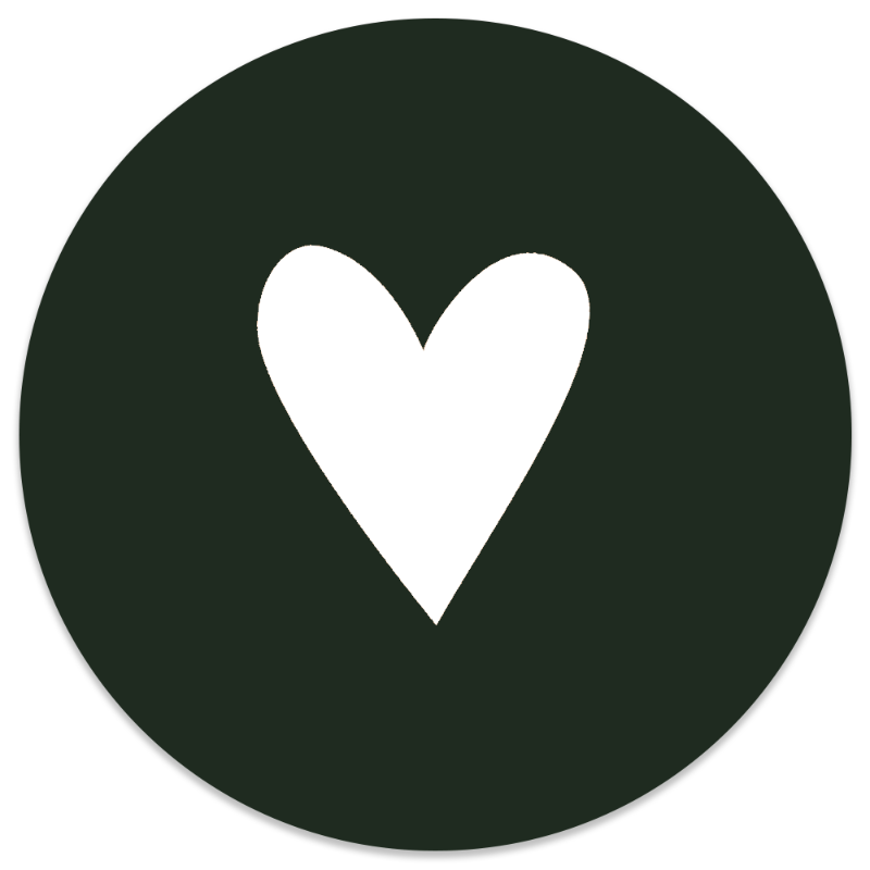 Muurcirkel hart wit groen