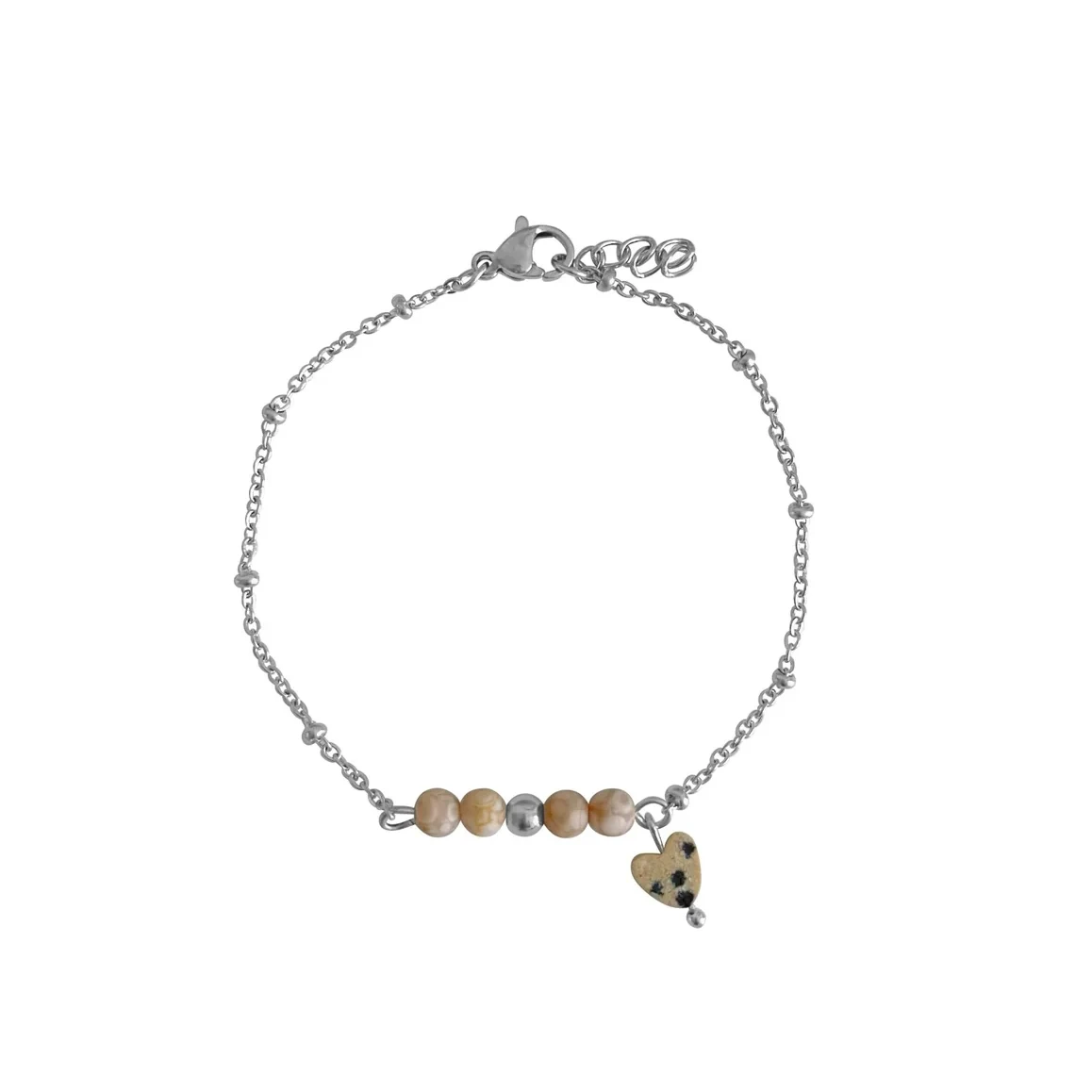 Maifan & Dalmatiër Jaspis Hartje Armband - Zilver