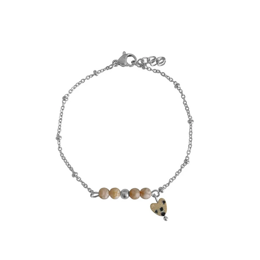Maifan & Dalmatiër Jaspis Hartje Armband - Zilver