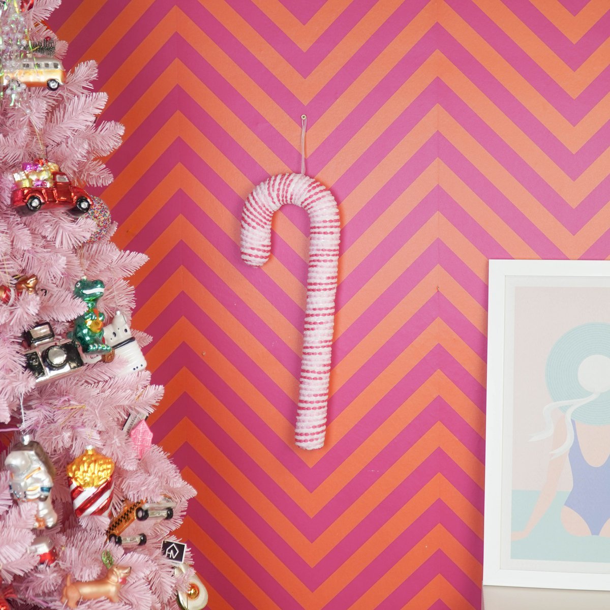 Decoratie - Zuurstok - Schuim - Roze - 52cm