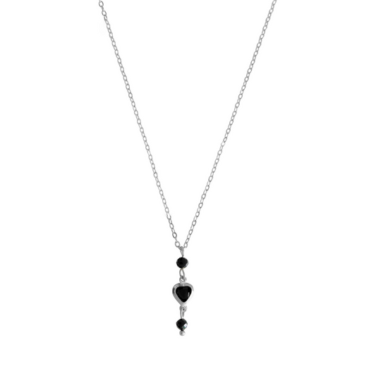 Kristal Hartje & Toermalijn Ketting - Zilver