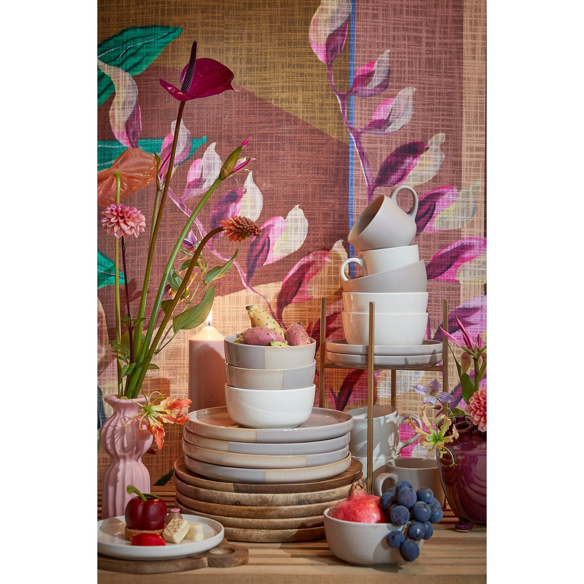 Serviesset 16-delig - Steengoed - Taupe