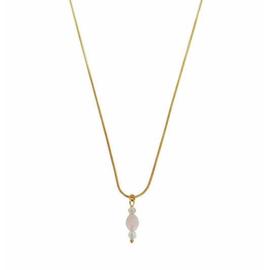 Maansteen & Rozenkwarts Collier - Goud