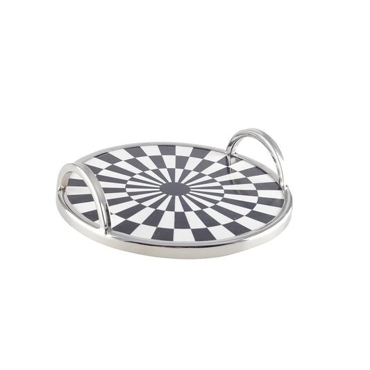 ROND DIENBLAD MET ZWART-WITTE RUITEN 28CM