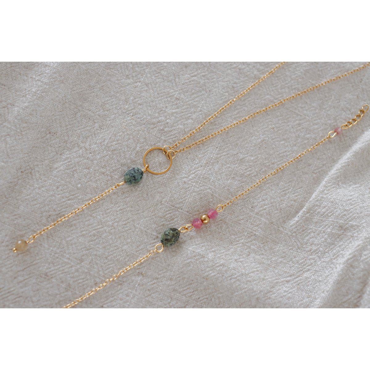 Afrikaanse Turkoois & Toermalijn Armband - Goud