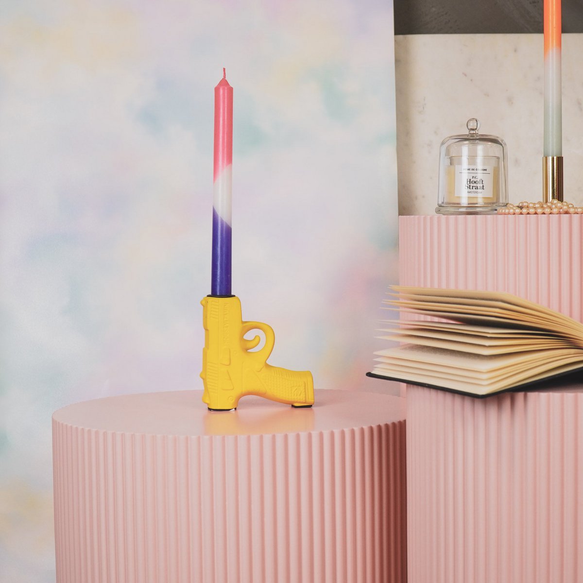 Kaarsen - roze/wit/paars (set van 4)