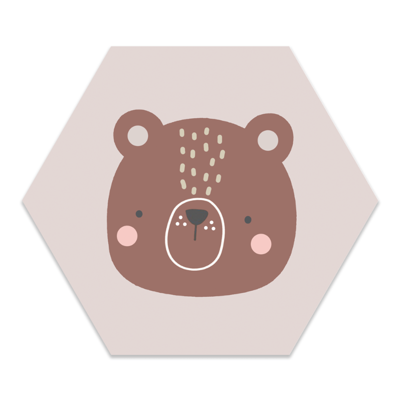 Muurhexagon kids pastel beertje