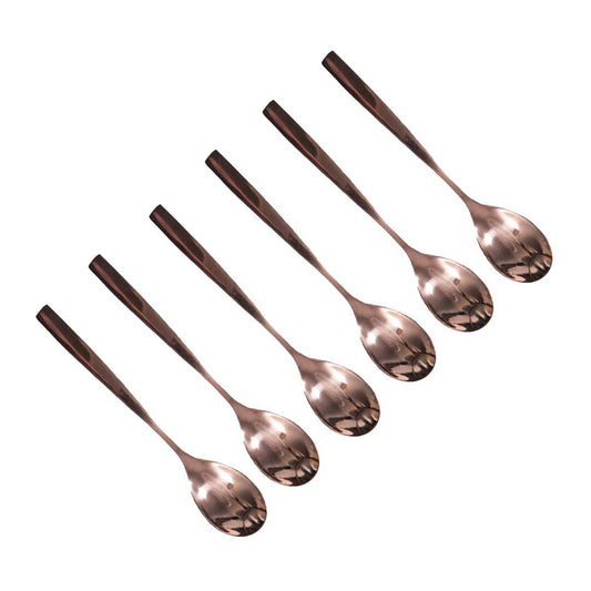 KOPEREN DESSERTLEPELS - SET VAN 6