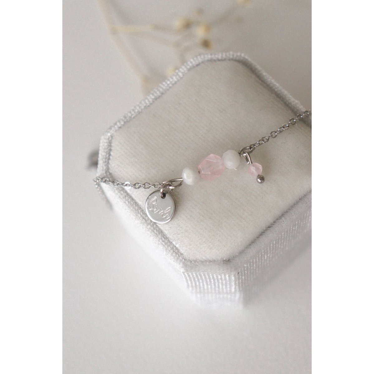Bruids Armband Rozenkwarts & Maansteen - Zilver