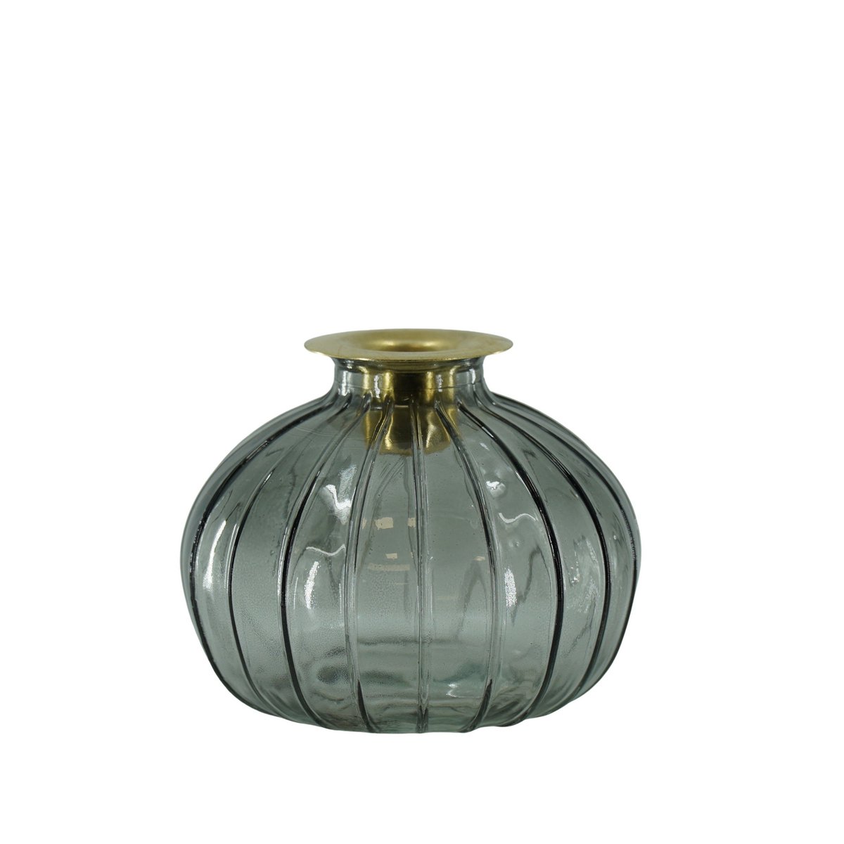 Kandelaar- Fles - Glas/Metaal- Grijs/Goud