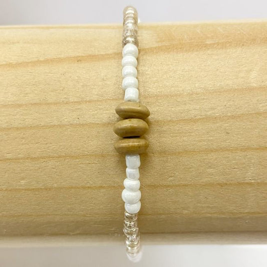 Armband Glas + hout B